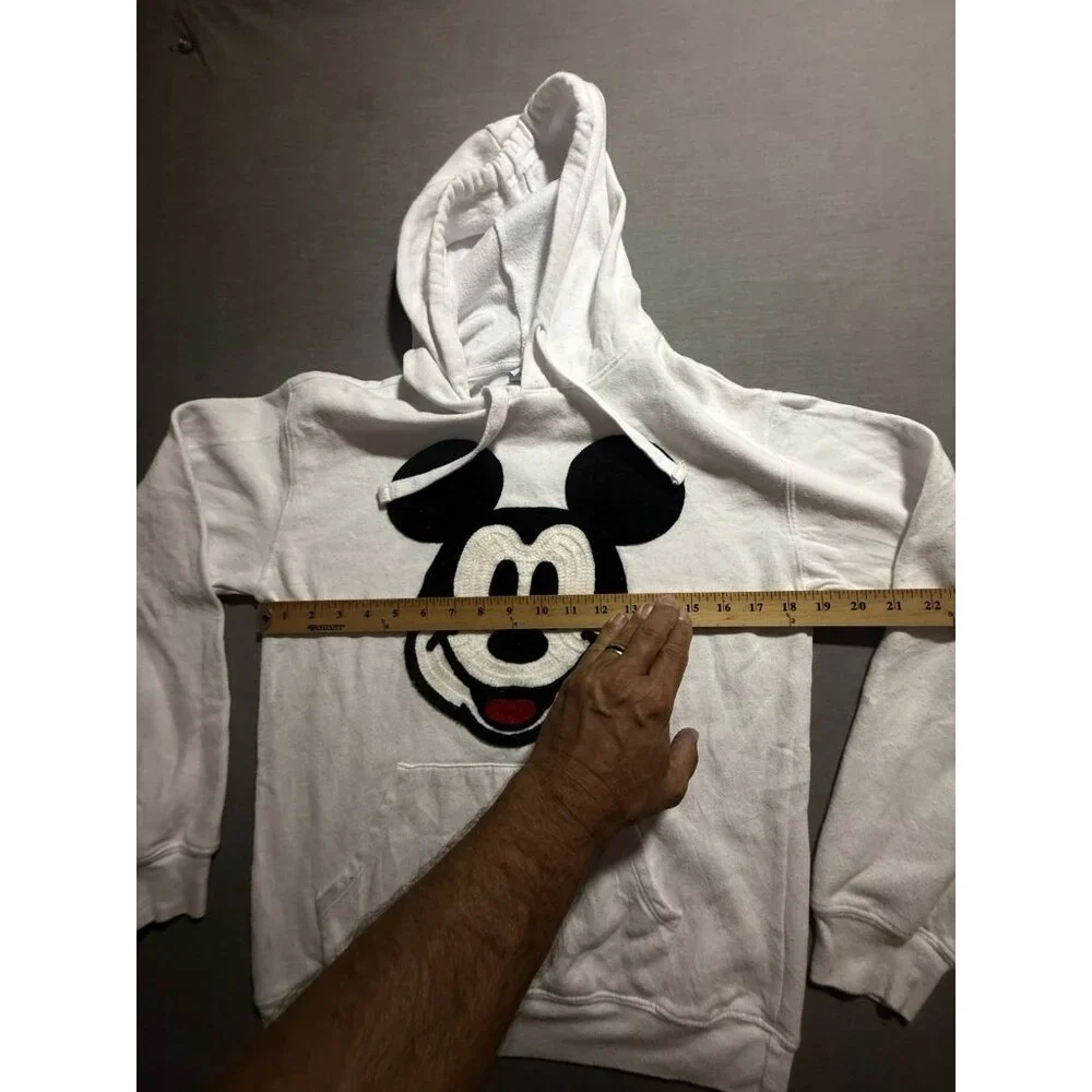 Disney Afghan Micky Mouse Sweatshirt Mens Size XS White Pullover‎ Hoodie